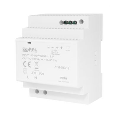  Zasilacz impulsowy montowany na szynie TH-35 (DIN) 100W 12V DC TYP: ZTM-100/12 ZAMEL (EXT10000285-WUN)